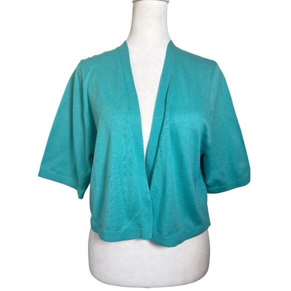 Fresh Produce Bolero Cropped Knit Cardigan Sweater Turquoise Size 1X NWT $75 - Picture 1 of 8